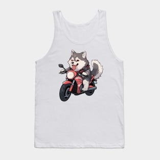 Cartoon Dog Rides Motorcycle to Fun Tank Top